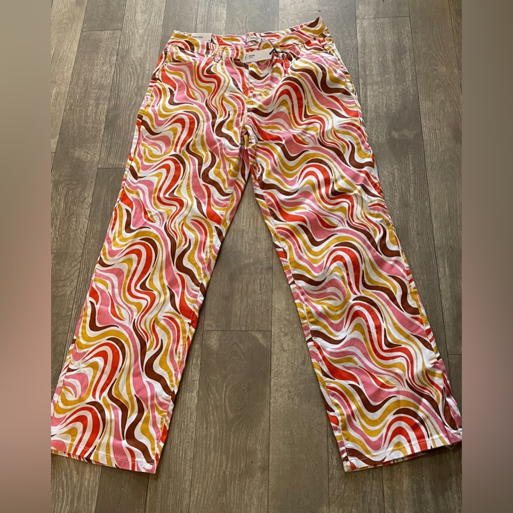 Rue21 Pink Red Yellow Swirl Print Pants